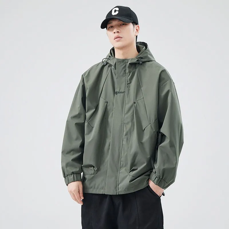 Men's Relaxed-Fit Solid Rain Coat with Elastic Band Cuff