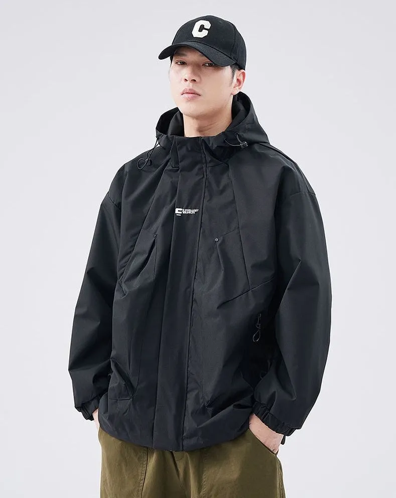 Men's Relaxed-Fit Solid Rain Coat with Elastic Band Cuff