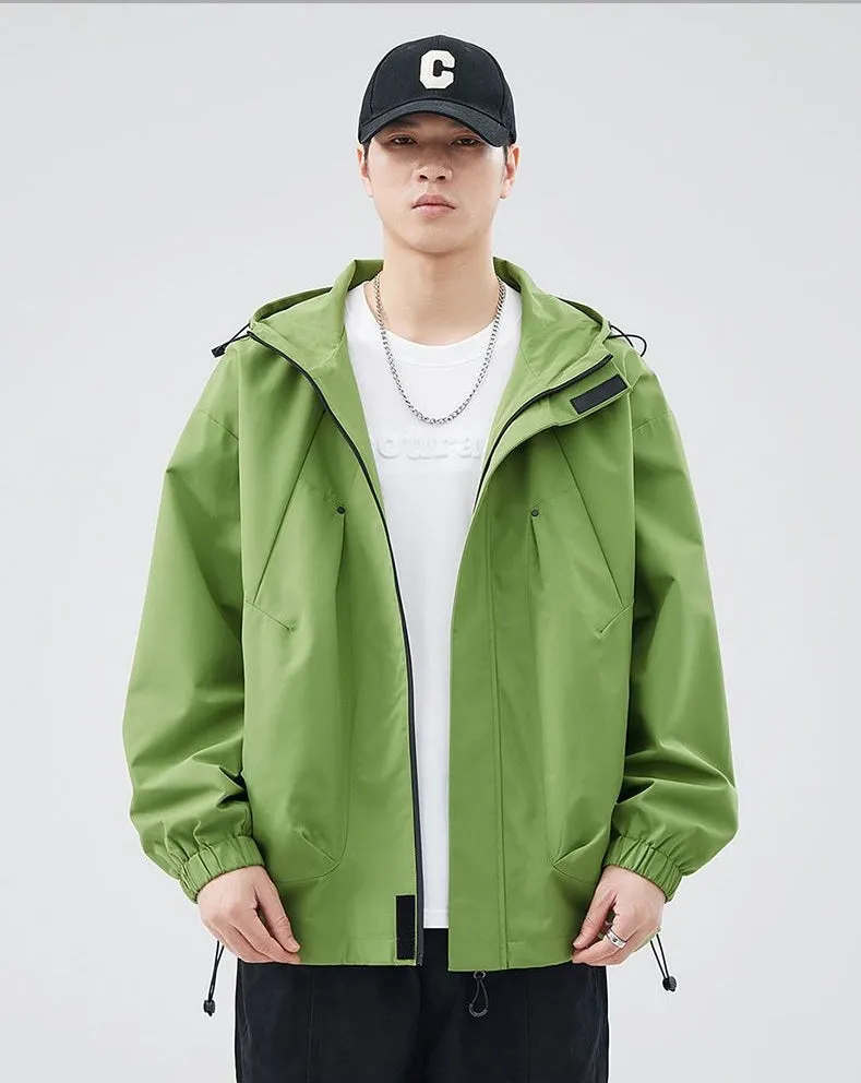 Men's Relaxed-Fit Solid Rain Coat with Elastic Band Cuff