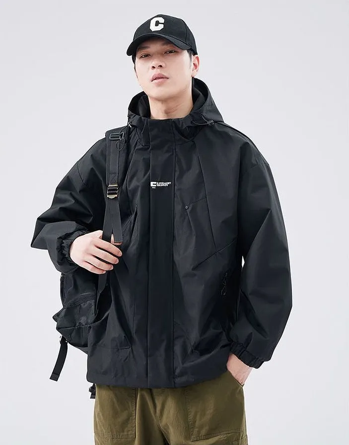 Men's Relaxed-Fit Solid Rain Coat with Elastic Band Cuff
