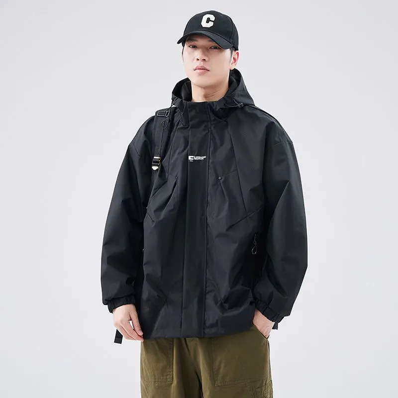 Men's Relaxed-Fit Solid Rain Coat with Elastic Band Cuff