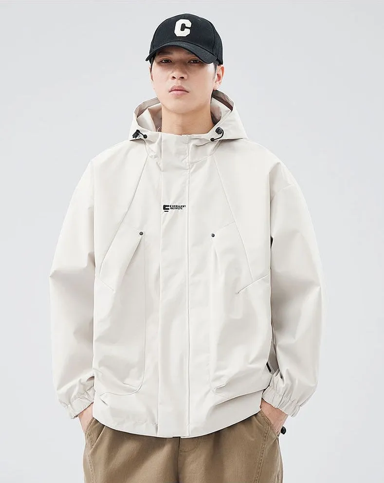 Men's Relaxed-Fit Solid Rain Coat with Elastic Band Cuff