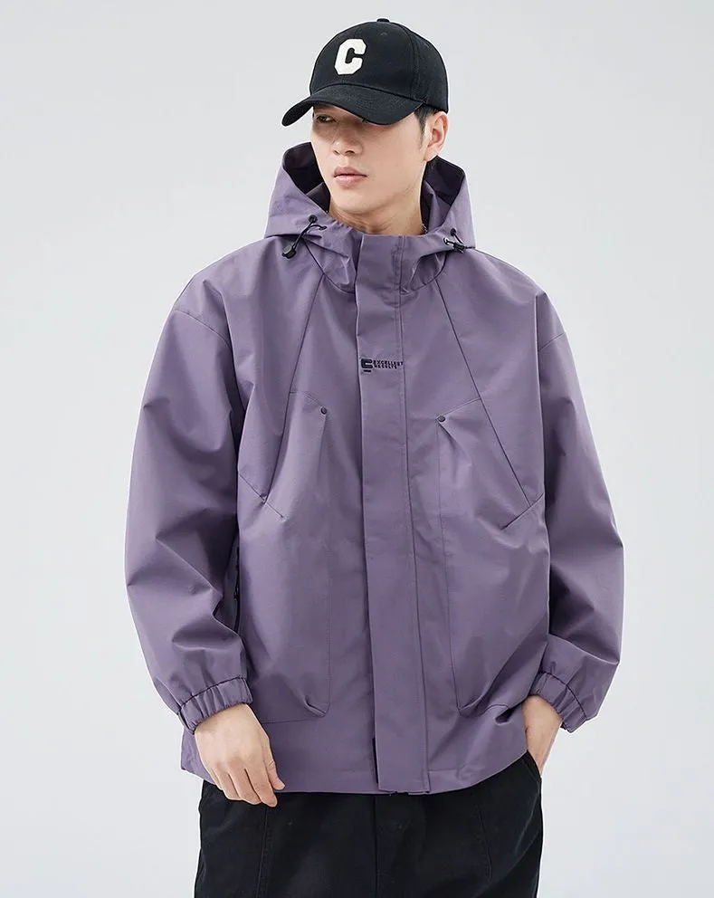 Men's Relaxed-Fit Solid Rain Coat with Elastic Band Cuff