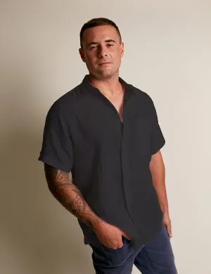 MENS SHIRT | CASUAL FIT | SHORT SLEEVE | BLACK