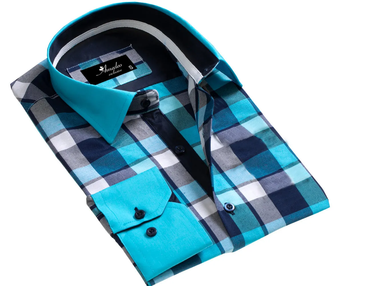Mens Slim Fit Designer Dress Shirt - tailored Cotton Shirts for Work