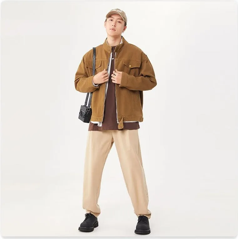 Men's Solid Casual Trucker Jacket for Effortless Style