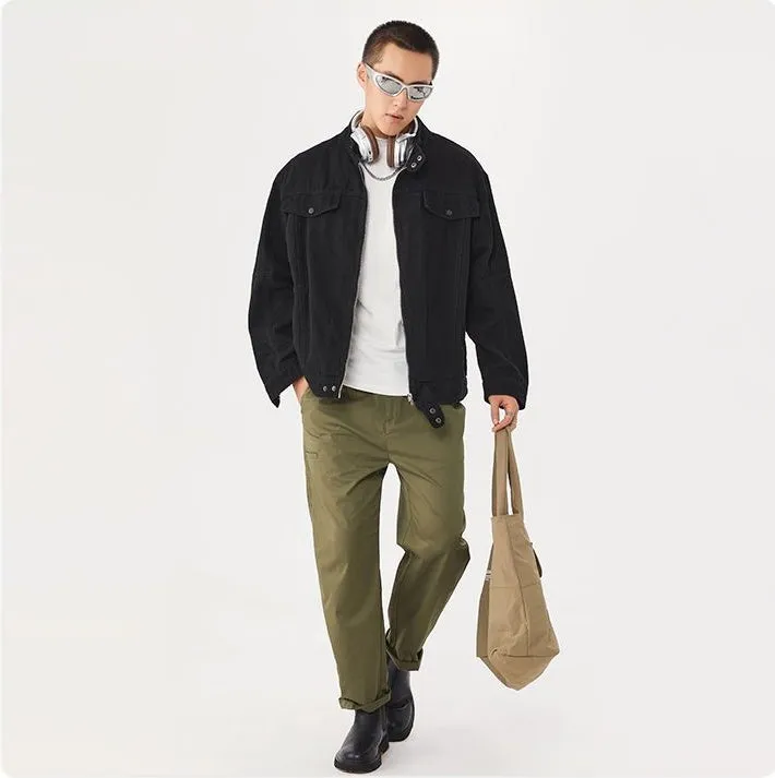 Men's Solid Casual Trucker Jacket for Effortless Style