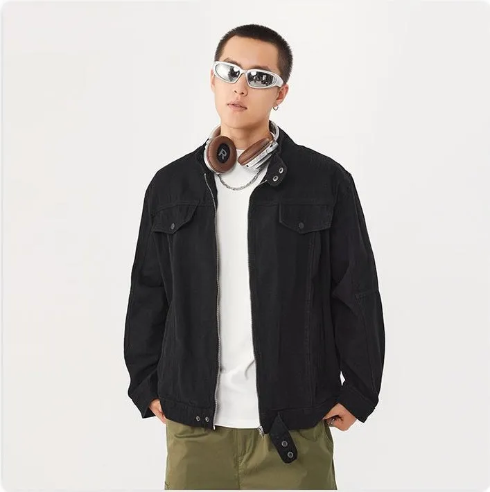 Men's Solid Casual Trucker Jacket for Effortless Style
