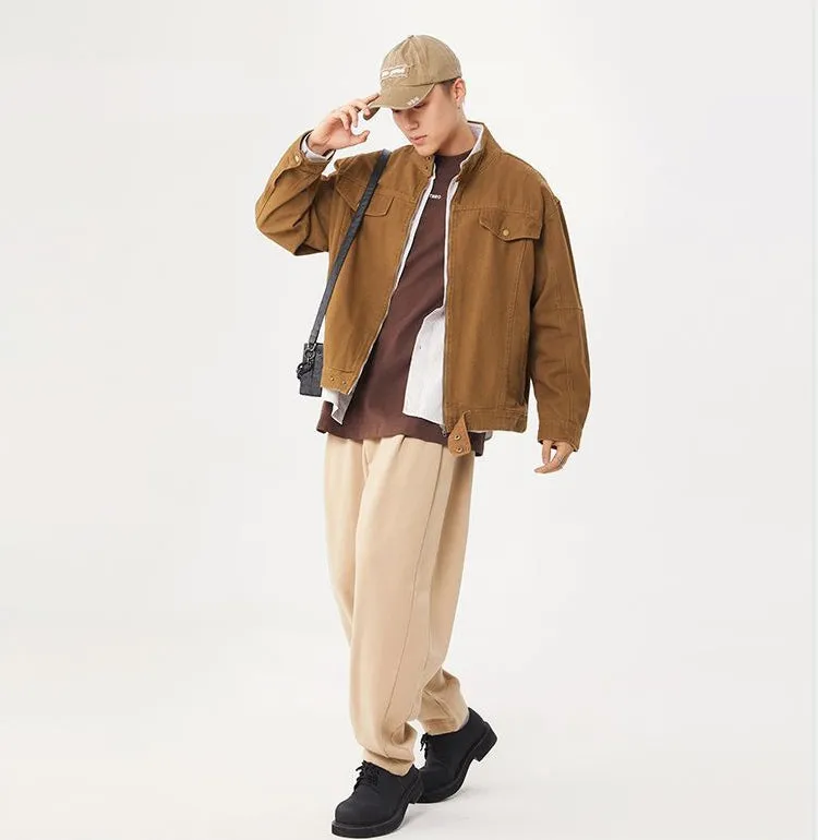 Men's Solid Casual Trucker Jacket for Effortless Style