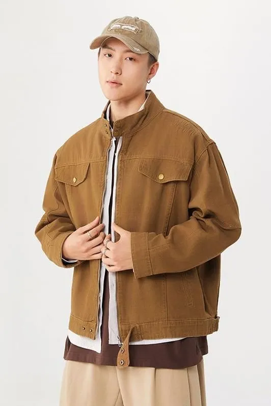 Men's Solid Casual Trucker Jacket for Effortless Style