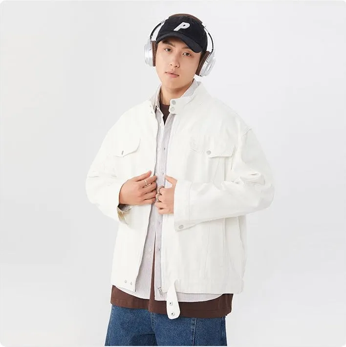 Men's Solid Casual Trucker Jacket for Effortless Style