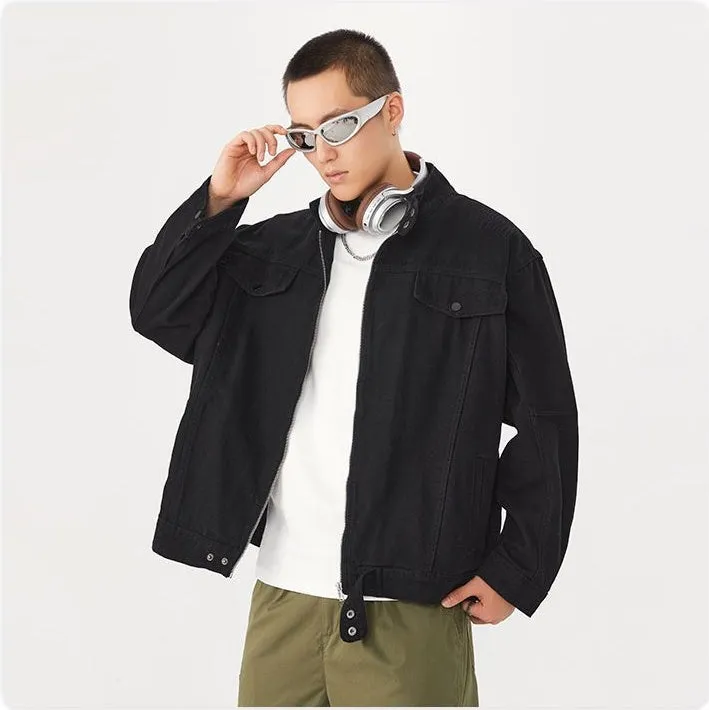 Men's Solid Casual Trucker Jacket for Effortless Style