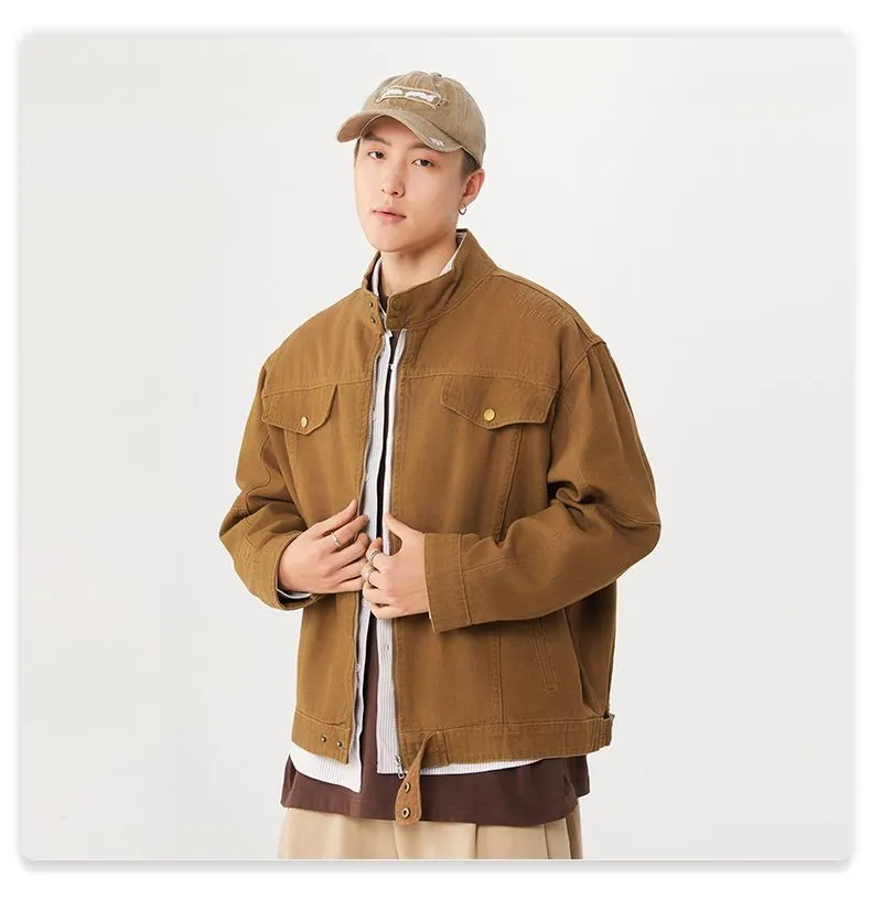 Men's Solid Casual Trucker Jacket for Effortless Style