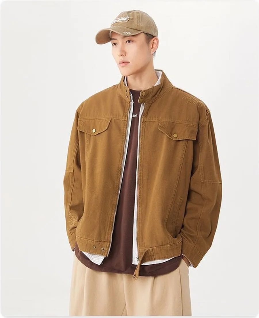 Men's Solid Casual Trucker Jacket for Effortless Style