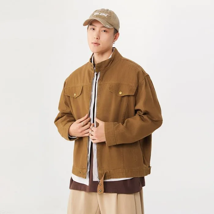 Men's Solid Casual Trucker Jacket for Effortless Style