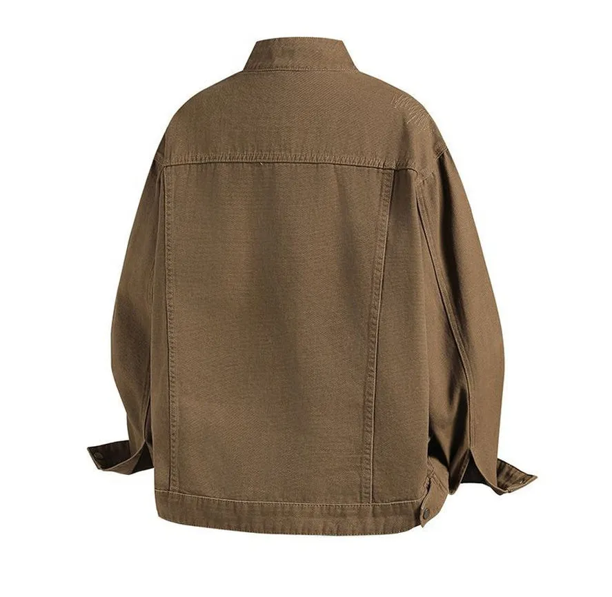 Men's Solid Casual Trucker Jacket for Effortless Style