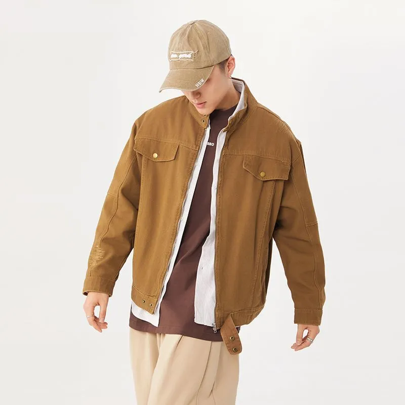 Men's Solid Casual Trucker Jacket for Effortless Style