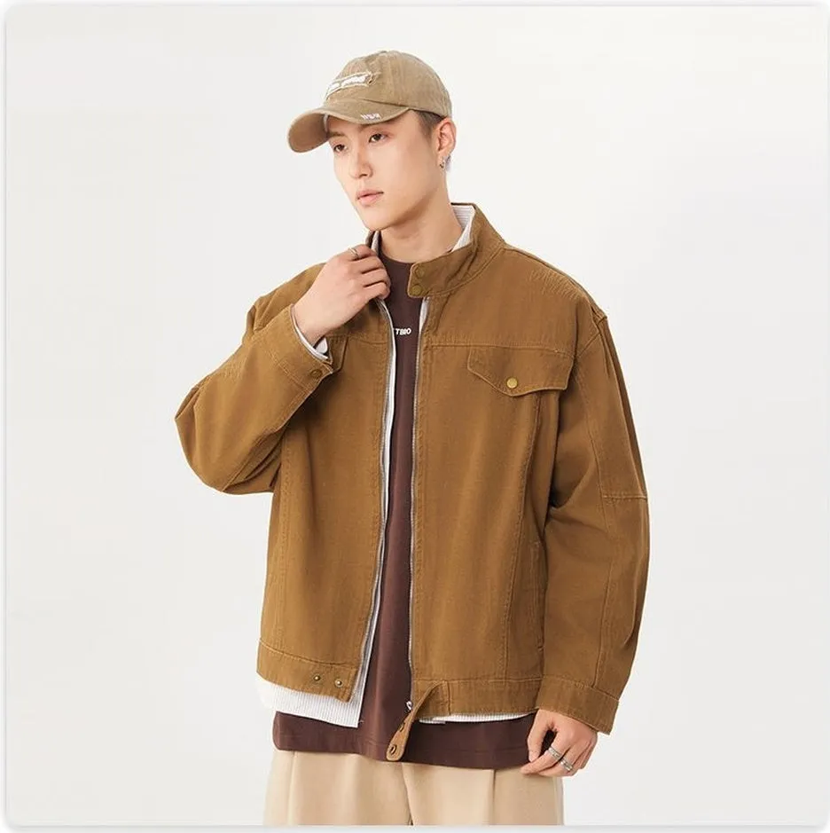 Men's Solid Casual Trucker Jacket for Effortless Style
