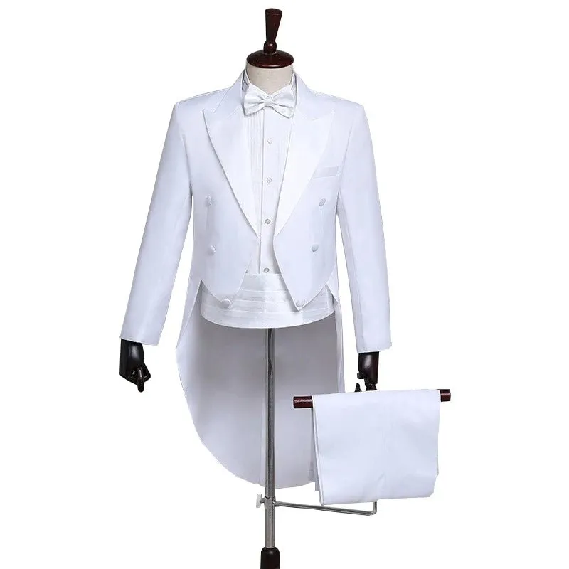Mens Tailcoat Formal Tuxedo Dress Suit Swallow Tail Coat Male Wedding Jacket Suits Blazers Party Wedding Dance Magic Performance