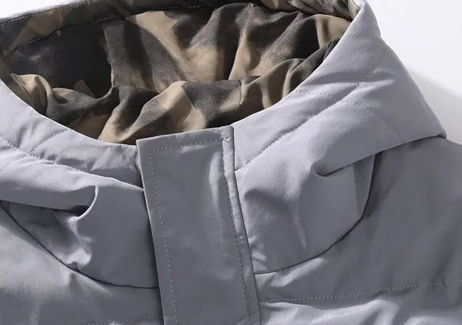 Men's Thickened Quilted Puffer Jacket with Drawstring Hem