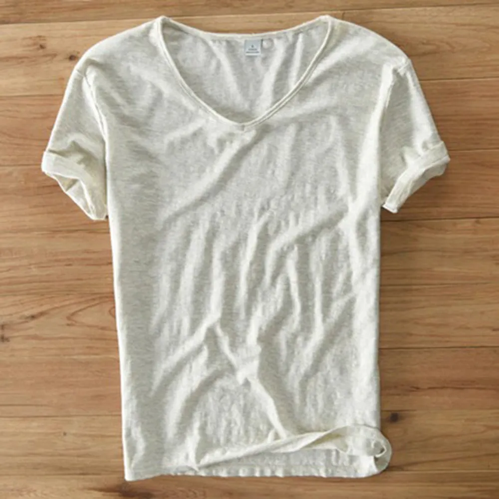 Men's v-neck t-shirt soft cotton blend casual wear - lightweight short sleeve top for everyday comfort
