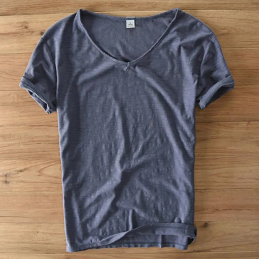 Men's v-neck t-shirt soft cotton blend casual wear - lightweight short sleeve top for everyday comfort