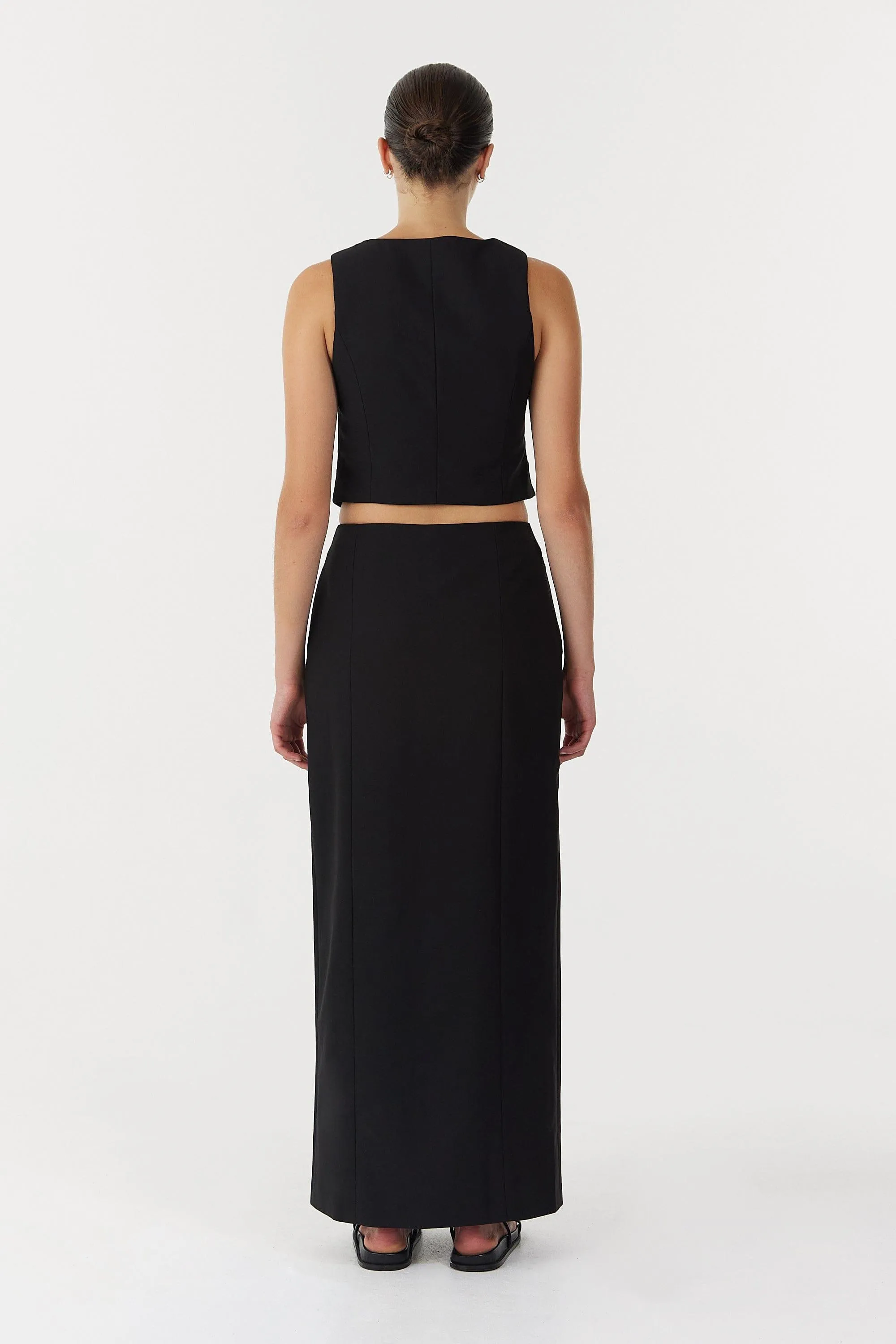 METROPOLIS TAILORED MAXI SKIRT | BLACK