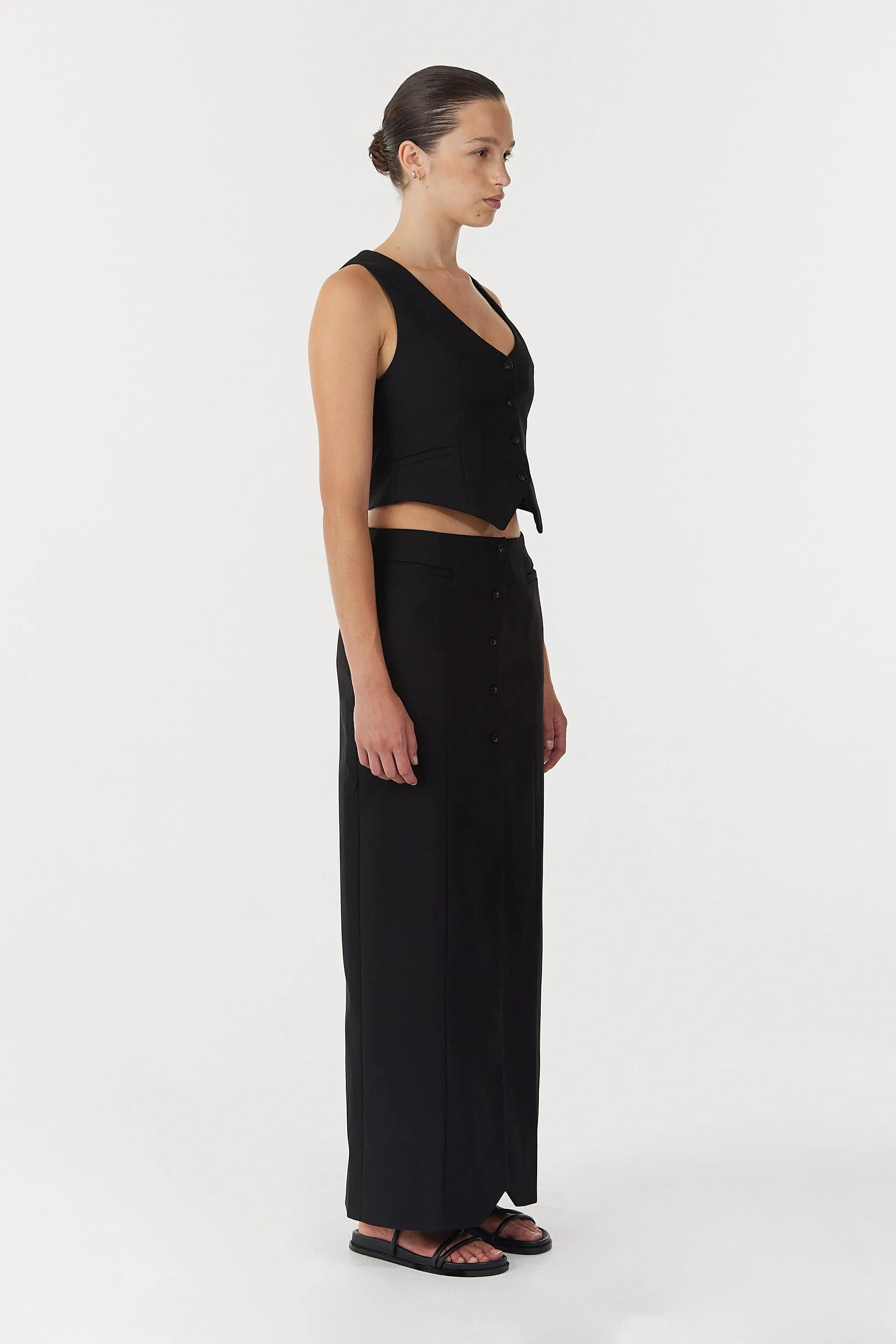 METROPOLIS TAILORED MAXI SKIRT | BLACK