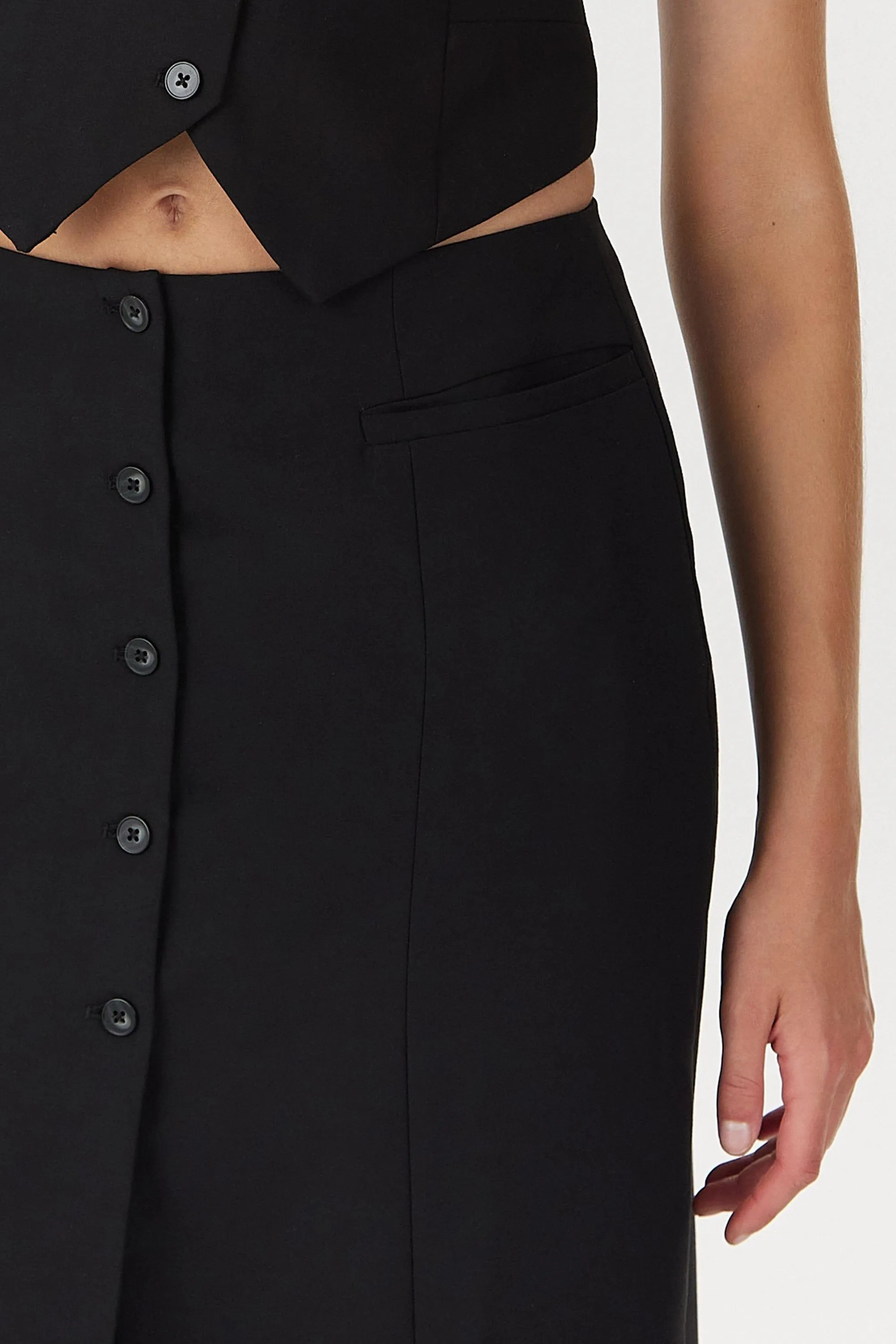 METROPOLIS TAILORED MAXI SKIRT | BLACK