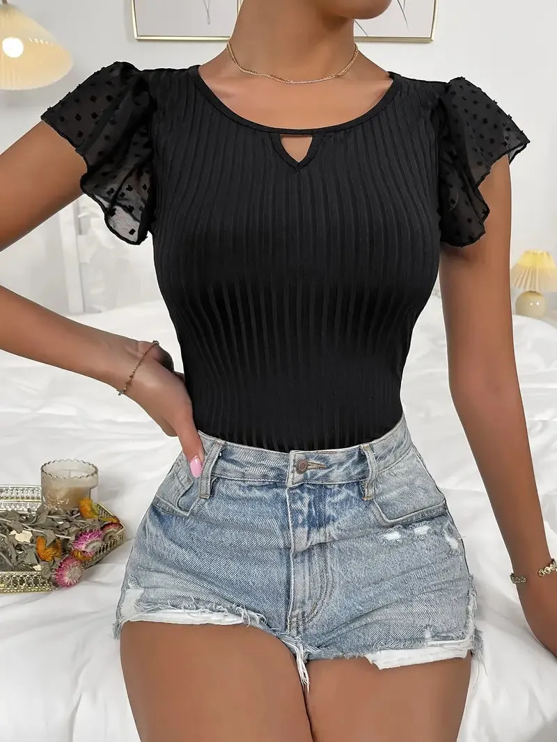 Mia Crew Neck Solid Spring/Summer T-Shirt