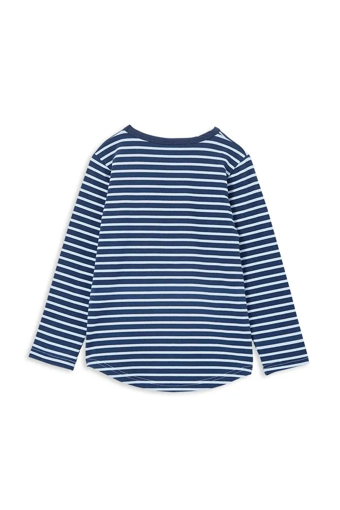 Milky | Indigo Navy Stripe Pocket Long Sleeve Tee | Size 8-12