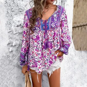 MonLu - Vintage blouse with long sleeves.