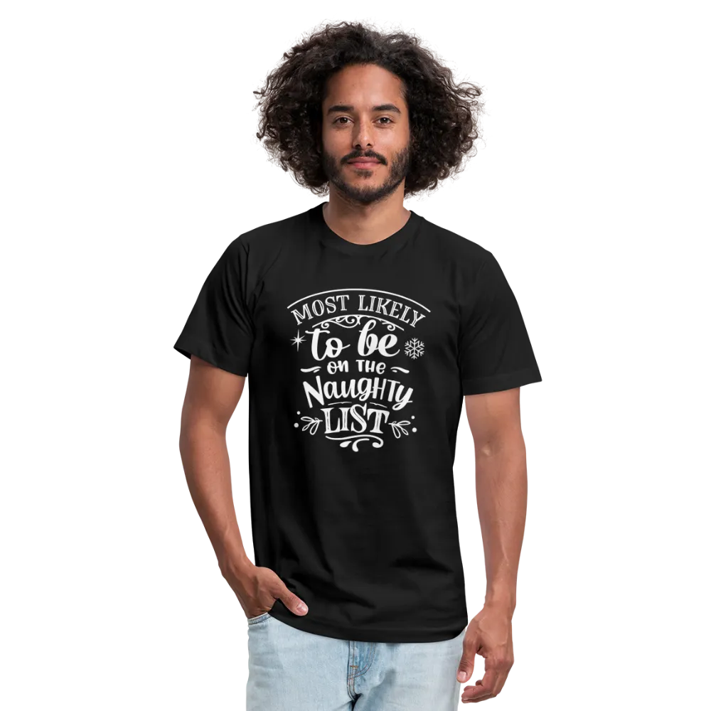 Most Likely to be on the Naughty List Unisex Jersey T-Shirt by Bella   Canvas (CK-0001)