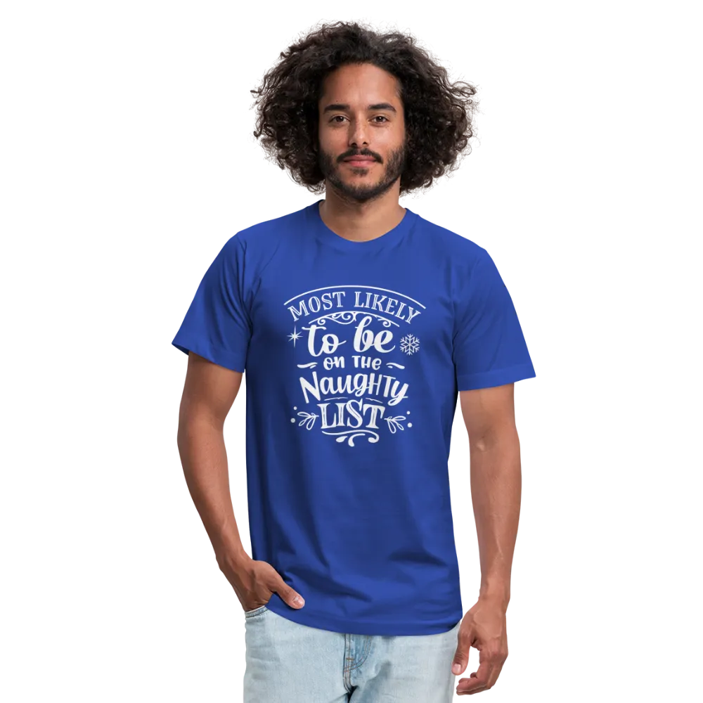 Most Likely to be on the Naughty List Unisex Jersey T-Shirt by Bella   Canvas (CK-0001)