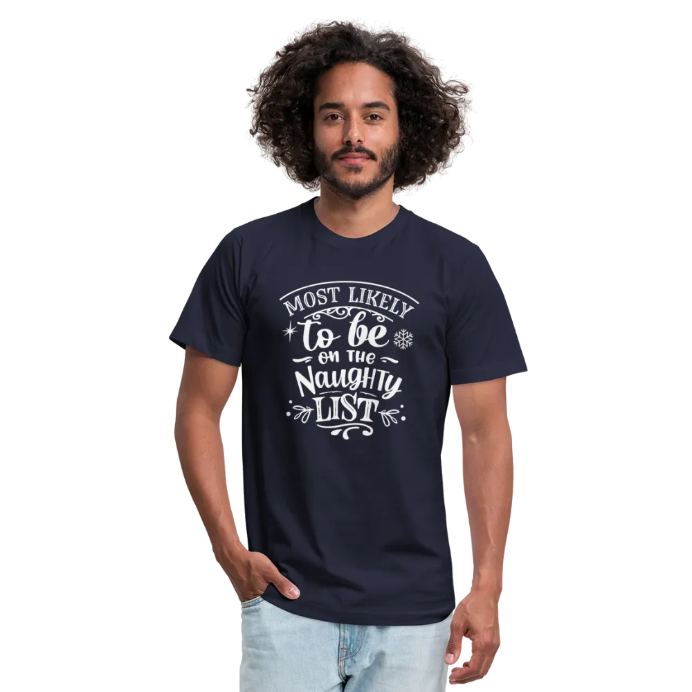 Most Likely to be on the Naughty List Unisex Jersey T-Shirt by Bella   Canvas (CK-0001)