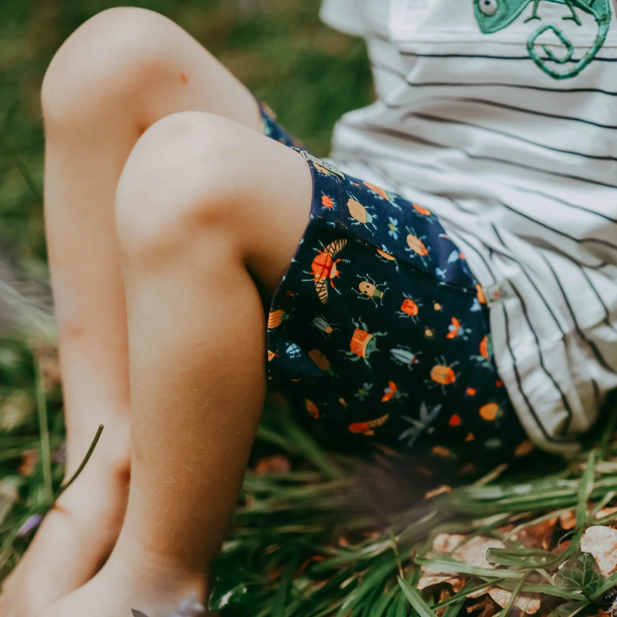 Multicoloured Bugs And Stripe Print Short - 2 Pack