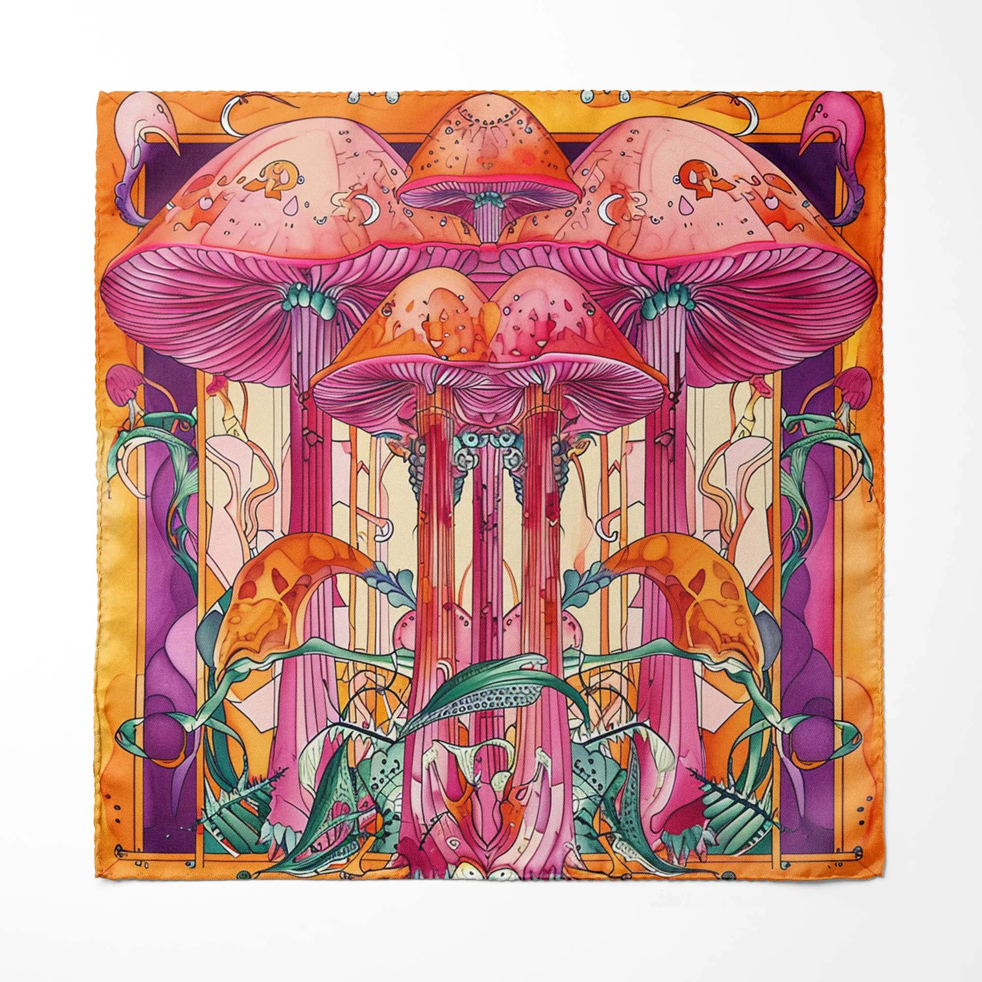 MUSHROOM HEAD SILK POCKET SQUARE
