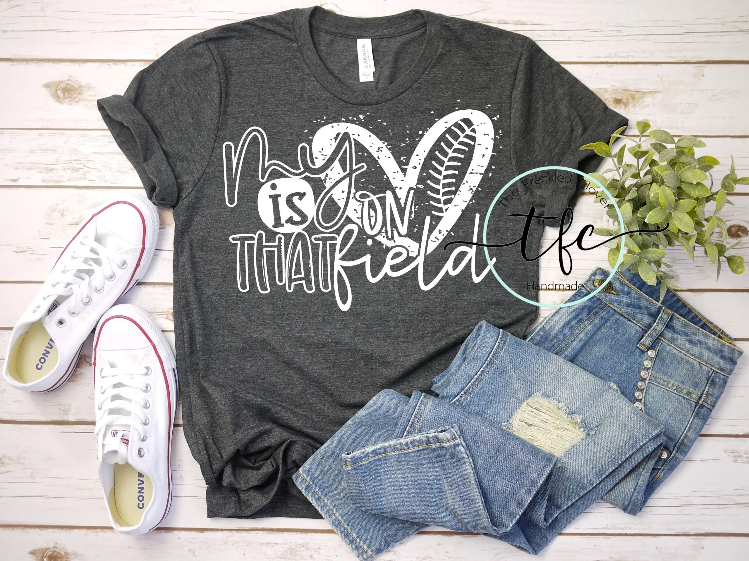{My Heart Is On That Field} Baseball/Softball screen print tee