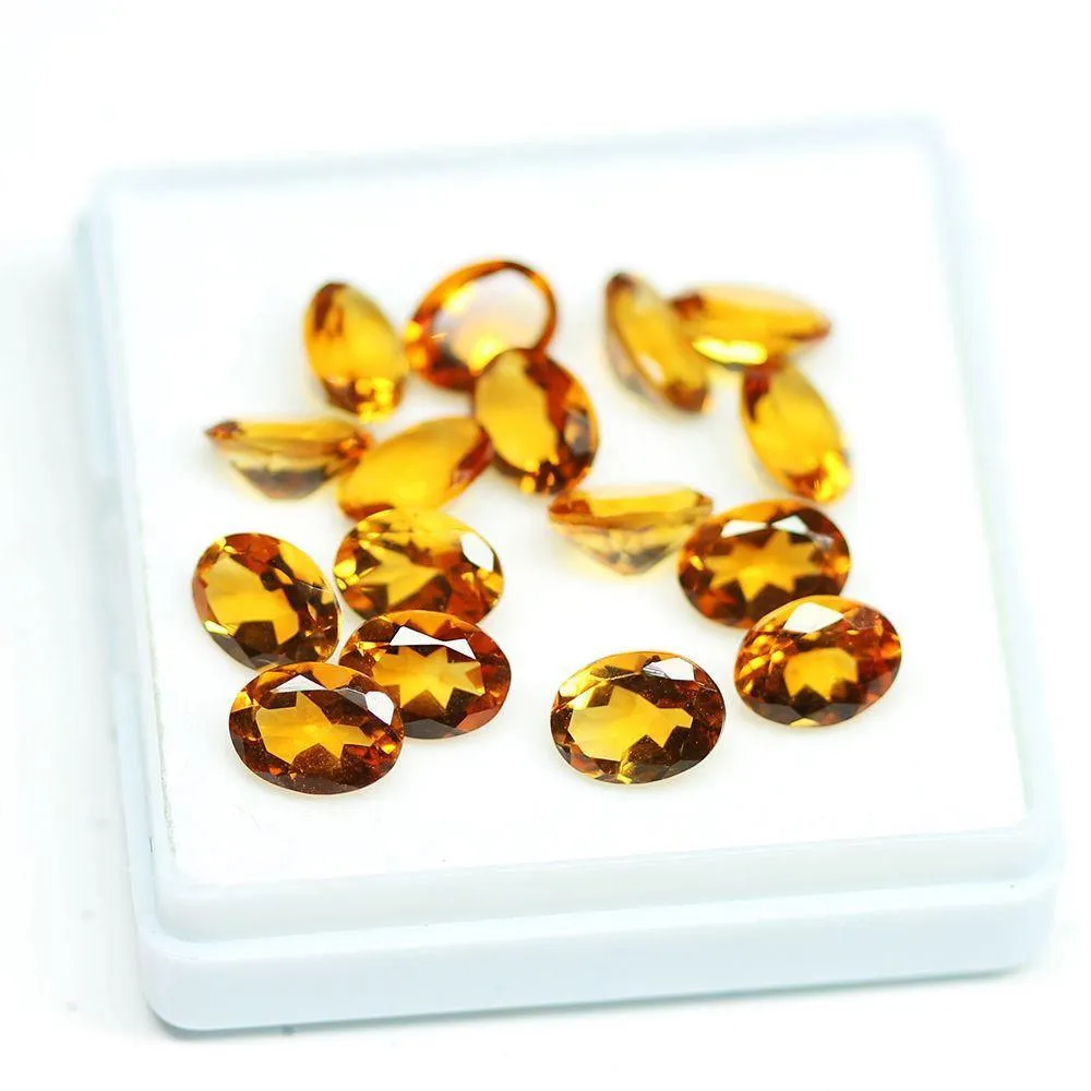 Natural Brandy Citrine Faceted Loose Oval Gemstones Wholesale 8x6mm 16pc 17.57Ct