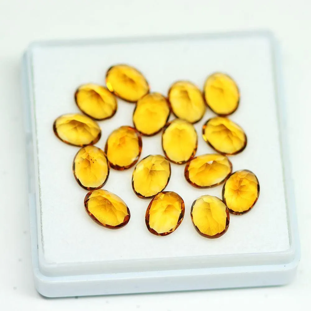 Natural Brandy Citrine Faceted Loose Oval Gemstones Wholesale 8x6mm 16pc 17.57Ct
