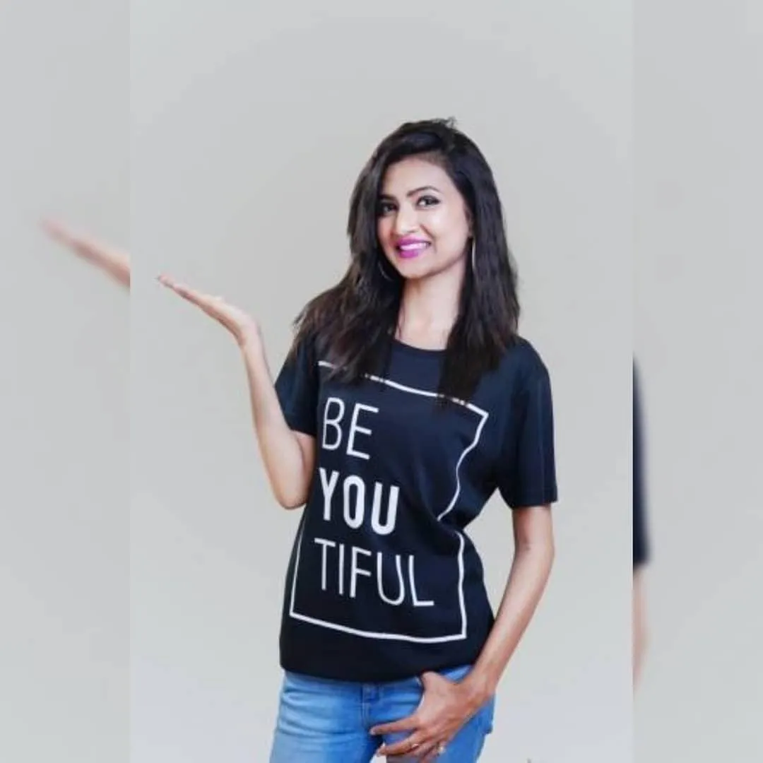 Navy Blue Beautiful Cotton Printed T-Shirt For Women