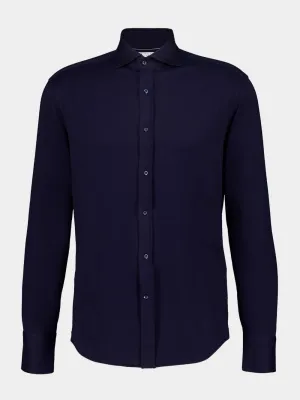 Navy Blue Cotton Tailored Shirt