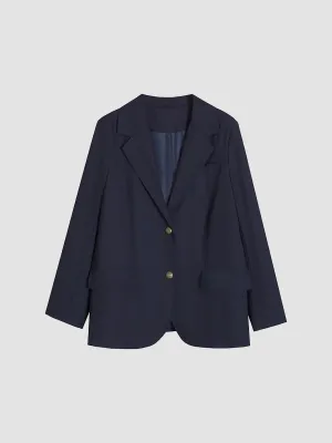 Navy Blue Loose Casual Blazer