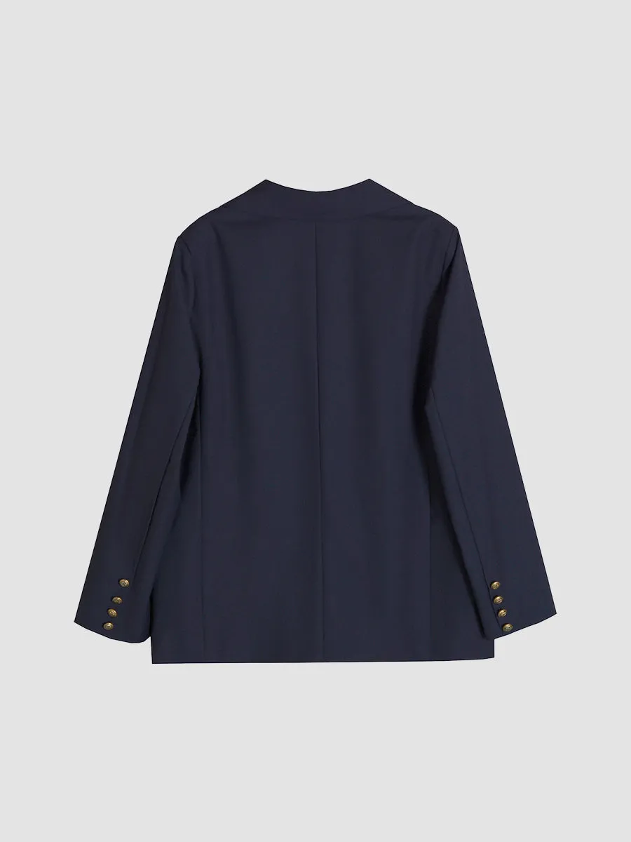 Navy Blue Loose Casual Blazer