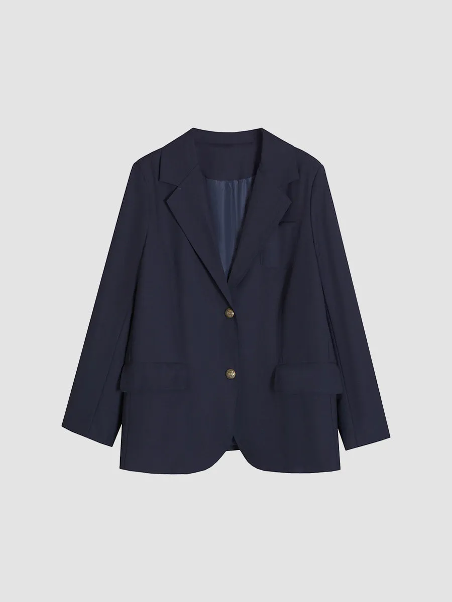 Navy Blue Loose Casual Blazer