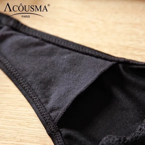 New ACOUSMA Paris Women Satin Sexy Back Thongs Panty Underwear Seamless 🇫🇷