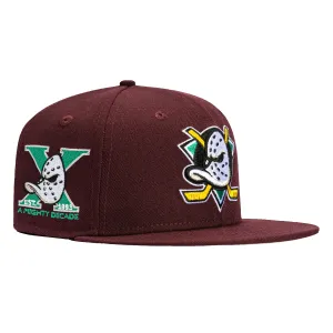 New Era 59Fifty Anaheim Ducks 10th Anniversary Inaugural Patch Hat - Maroon