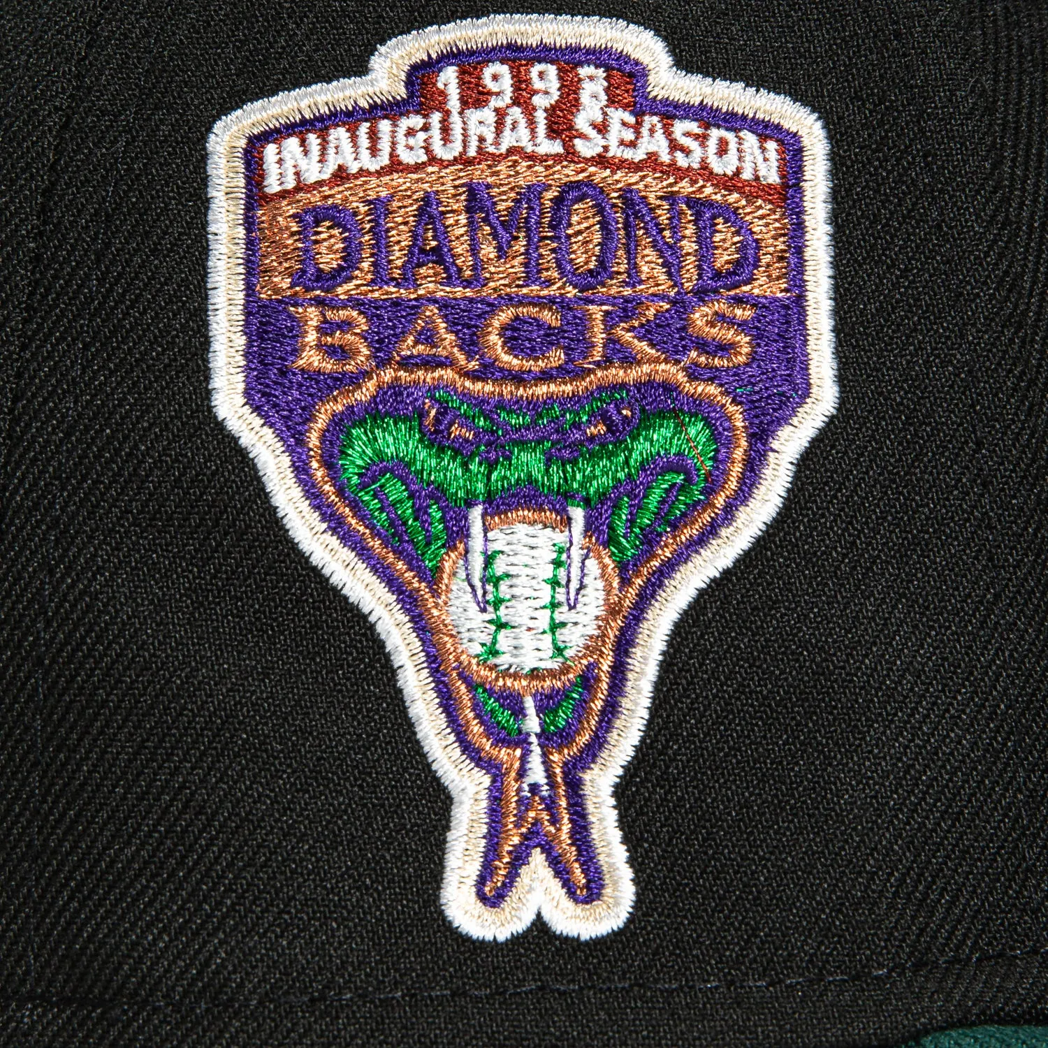 New Era 59Fifty Arizona Diamondbacks Inaugural Patch Script Hat - Black, Green, Metallic Copper