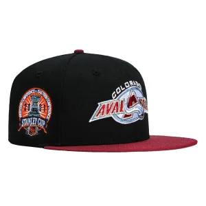 New Era 59Fifty Colorado Avalanche 2001 Stanley Cup Patch Logo Hat - Black, Cardinal