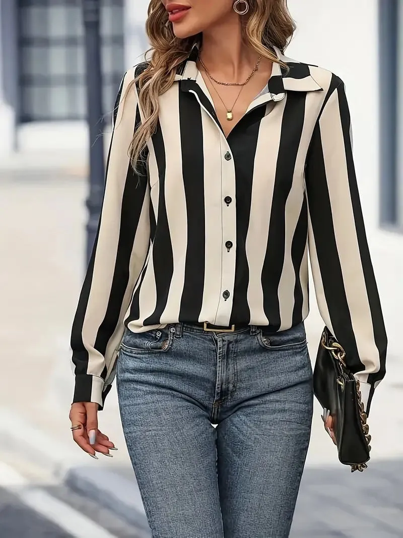 New Striped Colorful Women's Cardigan Top